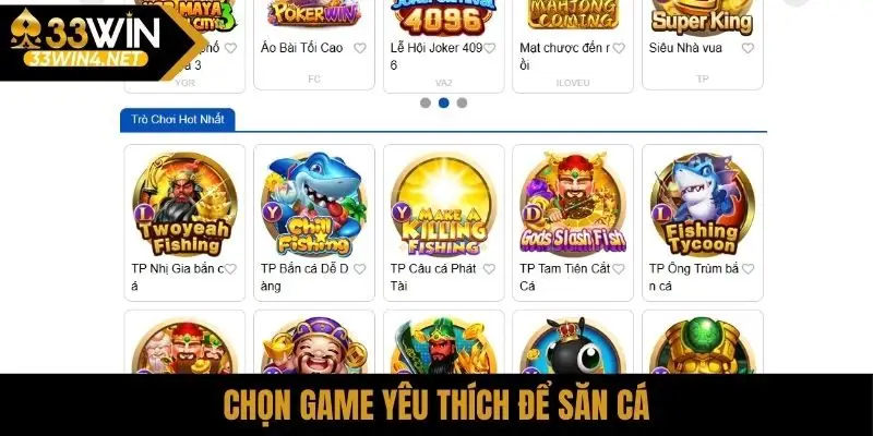 Chọn game yêu thích để săn cá