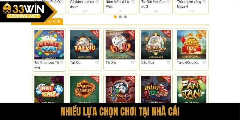 Nhiều lựa chọn chơi tại nhà cái